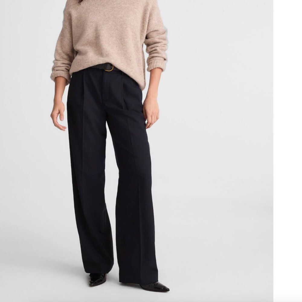 Madewell Women's The Slouchy Straight Pant Black Size 14 Drapey Twill Pleated